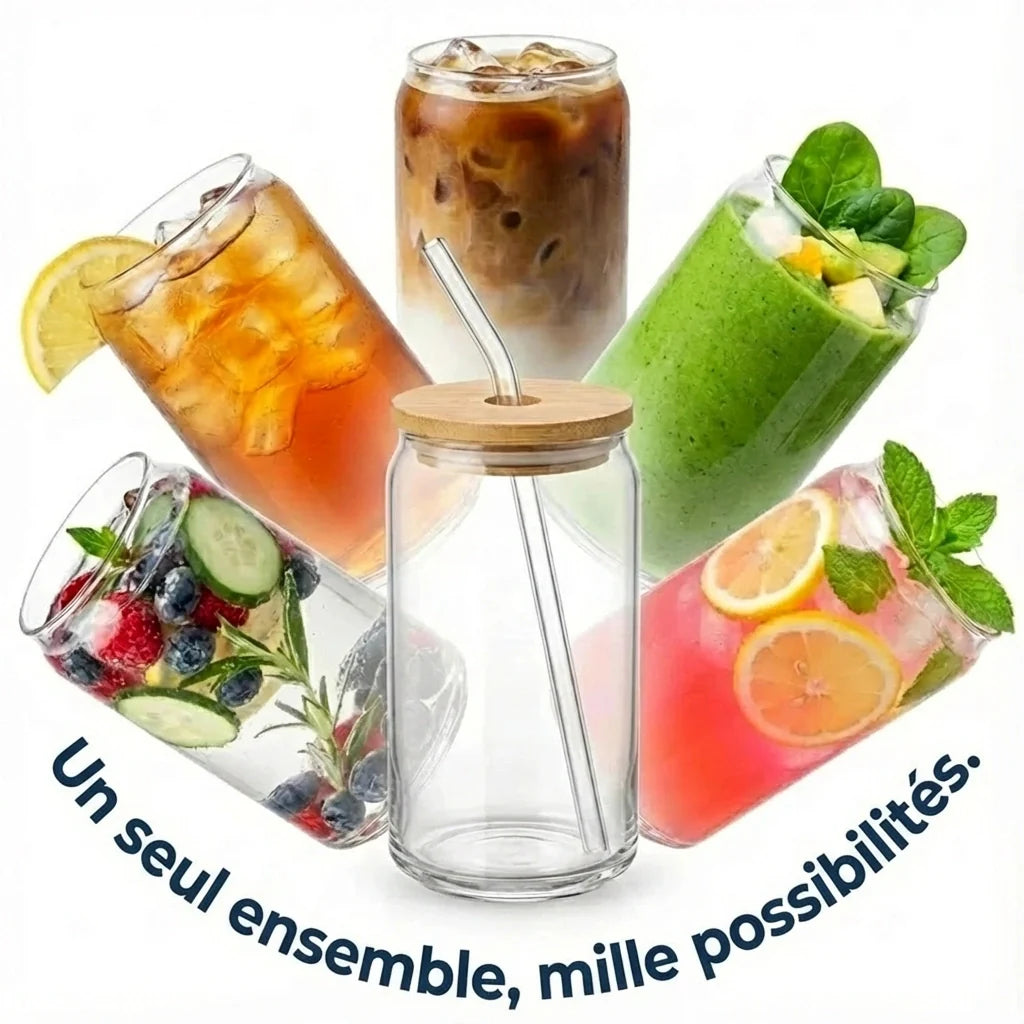 Premium glassware set made of glass and bamboo