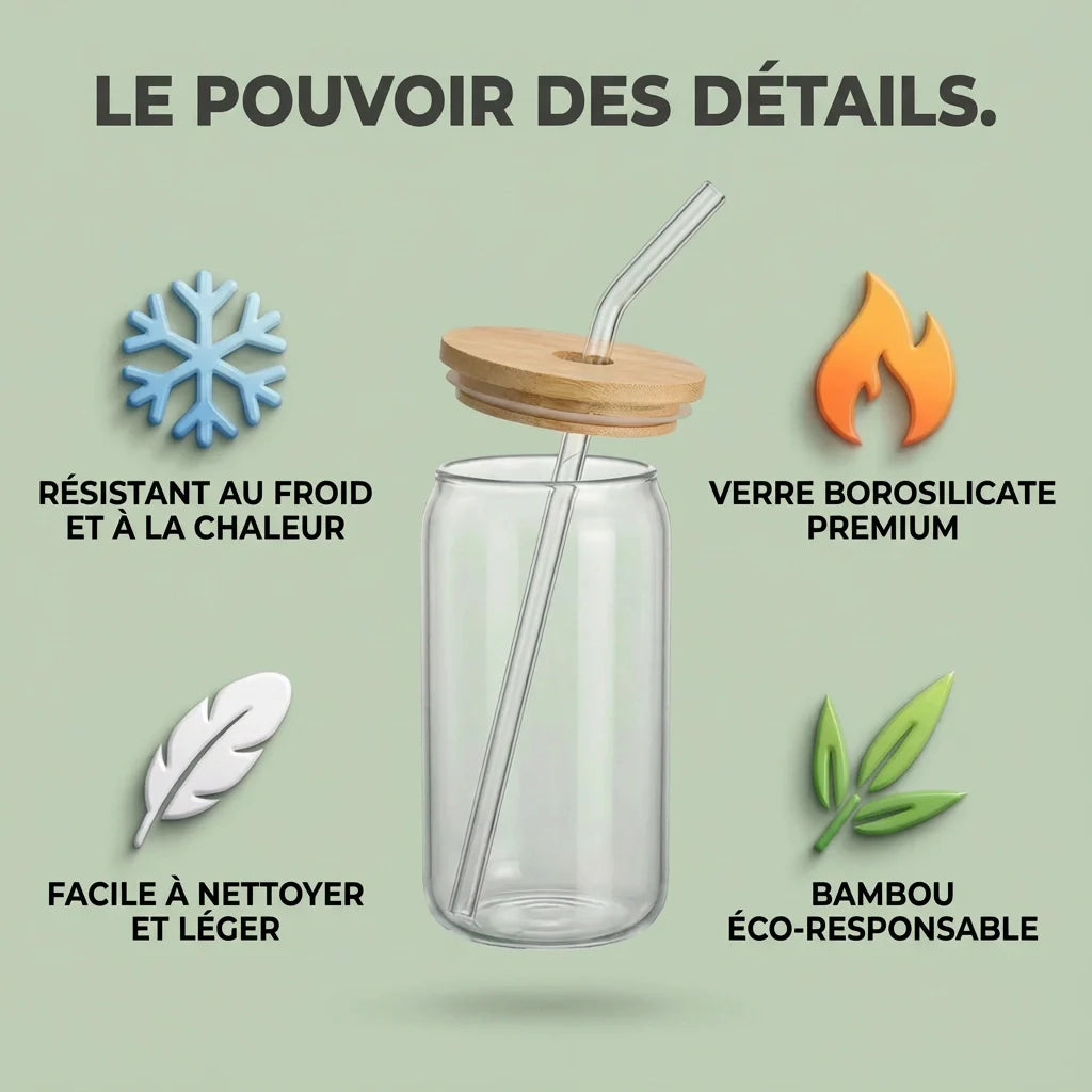 Premium glassware set made of glass and bamboo